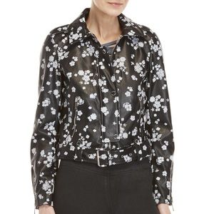 Michael Kors Floral Faux Leather Moto Jacket